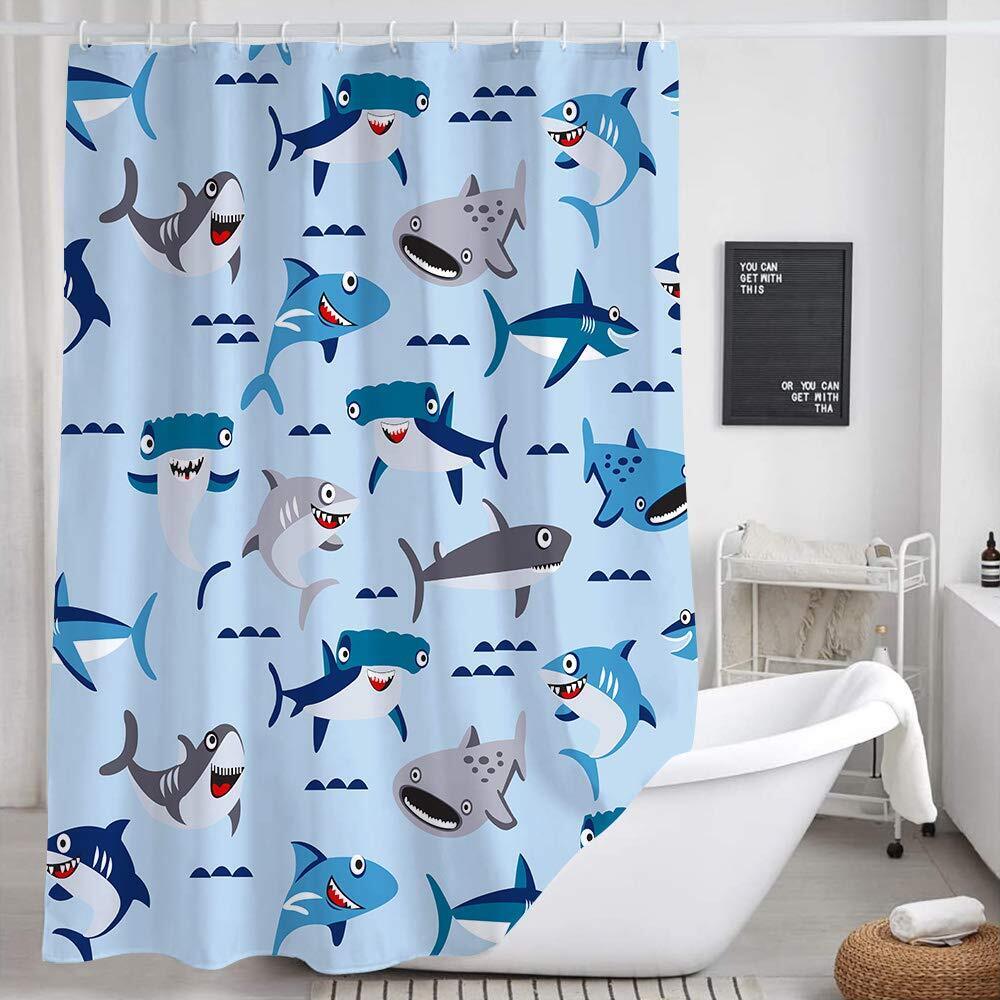 Unique And Interesting Shark Shower Curtain For Bathroom Decor - Image 2