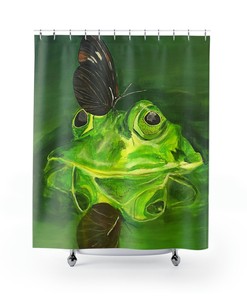 Unique And Original Art Printed Frog Shower Curtain - A Perfect Addition To Your Bathroom Decor
