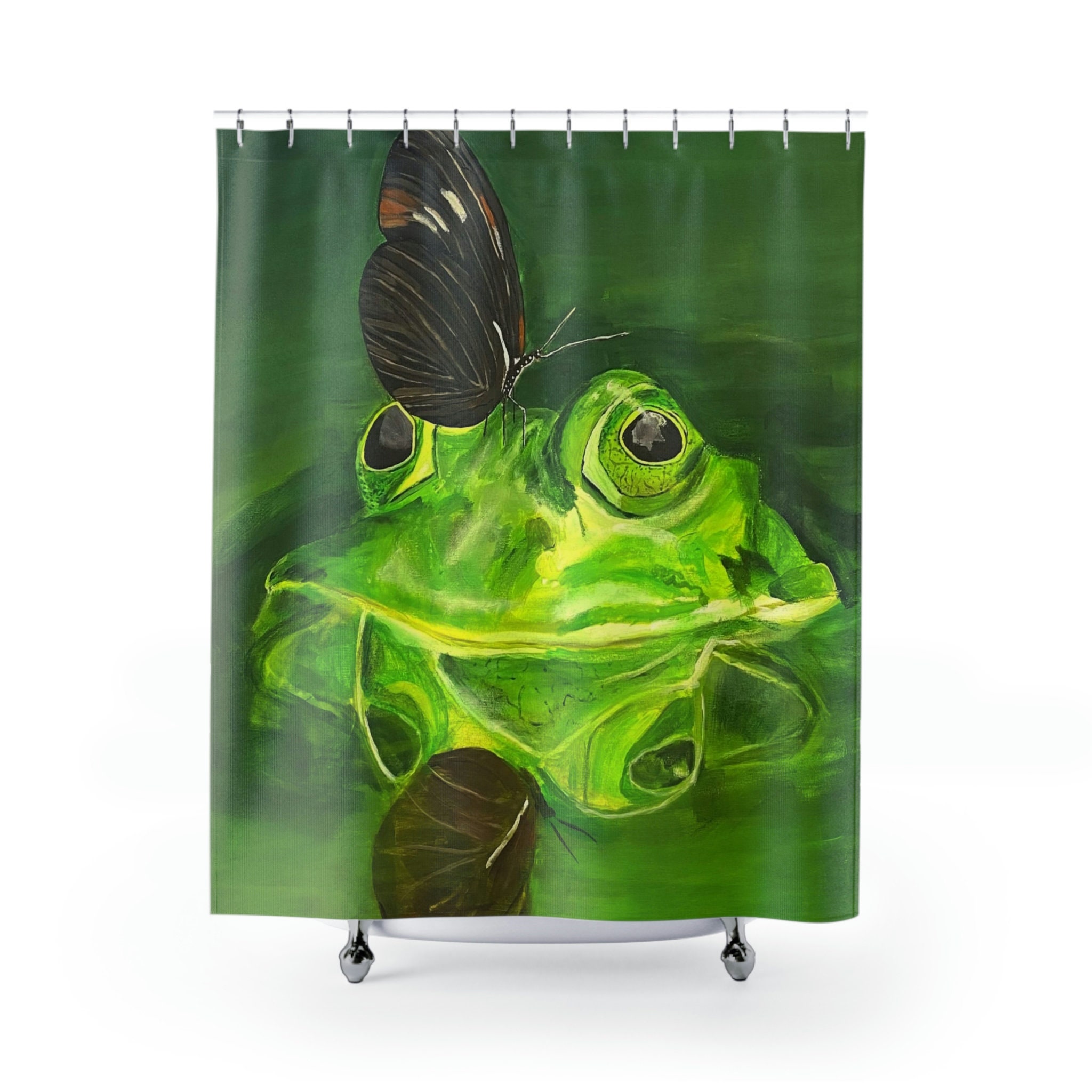 Unique And Original Art Printed Frog Shower Curtain - A Perfect Addition To Your Bathroom Decor