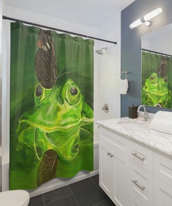 Unique And Original Art Printed Frog Shower Curtain - A Perfect Addition To Your Bathroom Decor