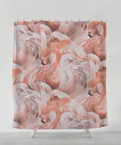 Unique And Playful Boho Flamingo Shower Curtain Set, Beautiful Bathroom Art With Waterproof Fabric