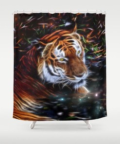 Unique Animal Print Tiger Shower Curtain for Artistic Bathroom Decor