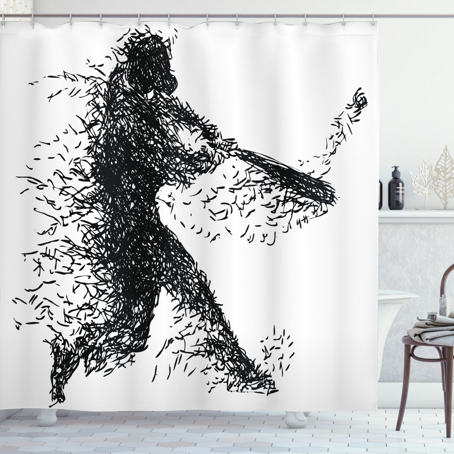 Unique Baseball Shower Curtain Design