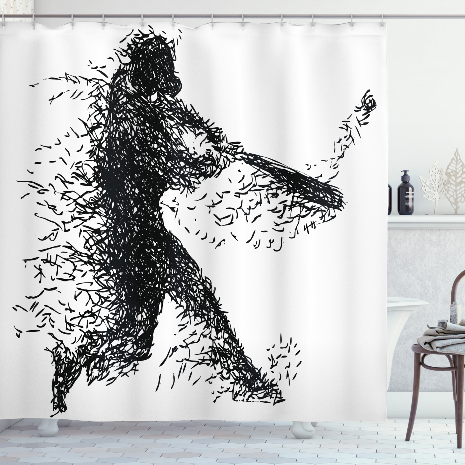 Unique Baseball Shower Curtain Design - Image 3