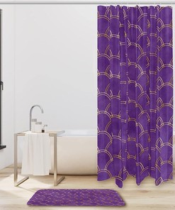 Unique Bathroom Dcor with Purple Mermaid Scales Print Curtain