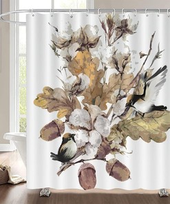Unique Birds Lover Hummingbird and Flowers Shower Curtain for Bathroom