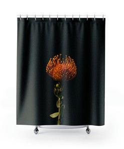 Unique Black Botanical Floral Shower Curtain For Feminine Bathroom Art