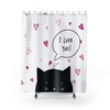 Unique Black Cat I Love You Shower Curtain For A Cat Lover'S Bathroom