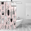 Unique Black and White Cactus Print Shower Curtain for Bathroom Decoration
