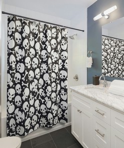 Unique Black and White Skulls Curtain Design