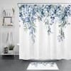 Unique Blue And Green Botanical Floral Shower Curtain For Bathroom Decoration