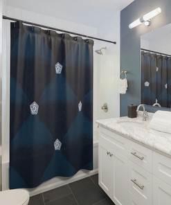 Unique Blue Bling Look Shower Curtain With Washable Material