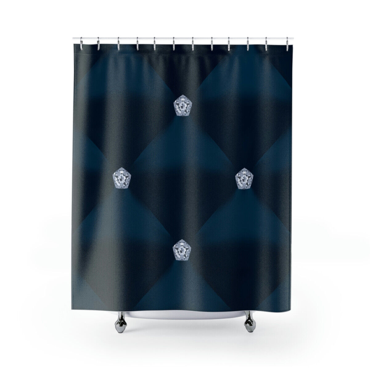 Unique Blue Bling Look Shower Curtain With Washable Material - Image 3