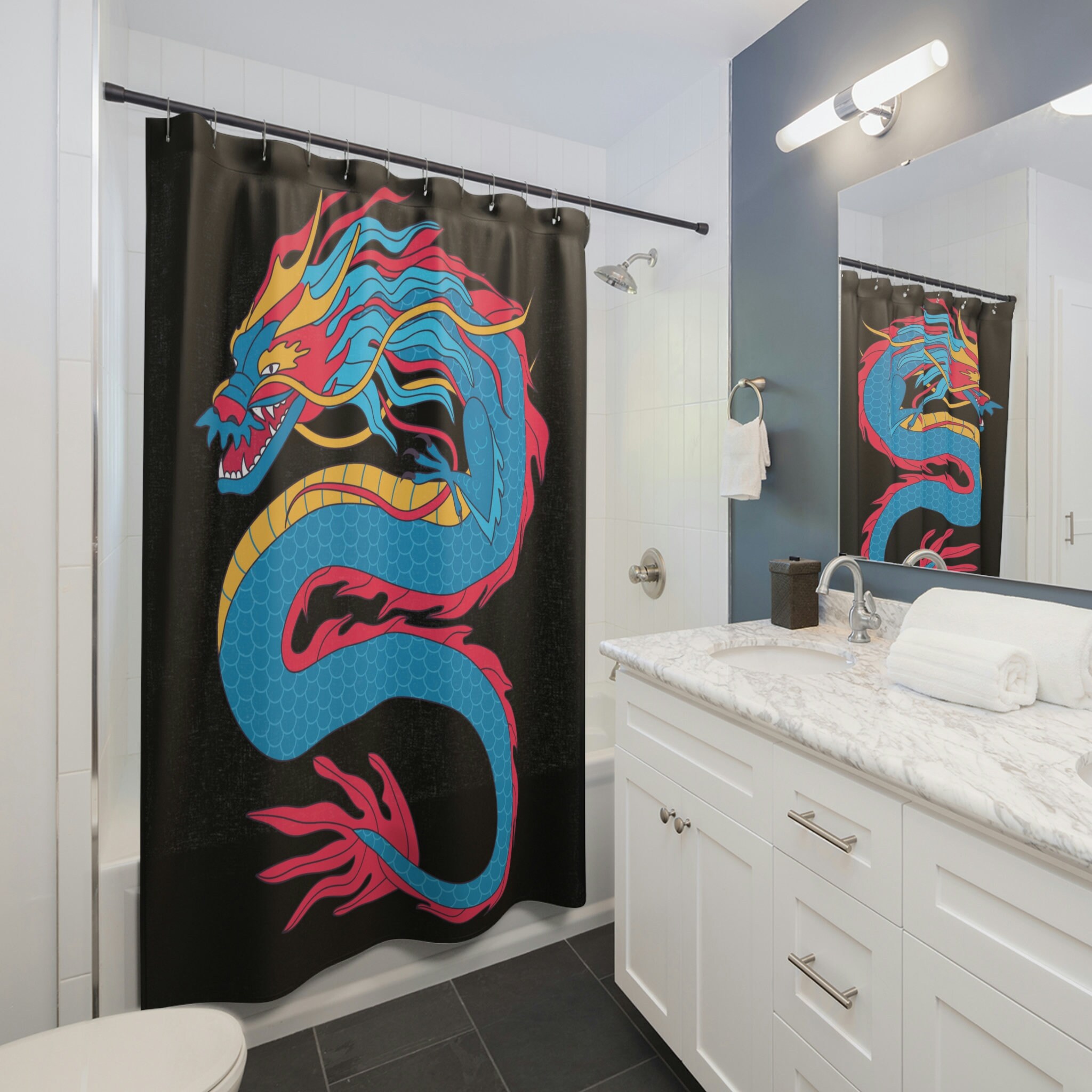 Unique Blue Dragon Shower Curtain For Serene Bathroom Decor