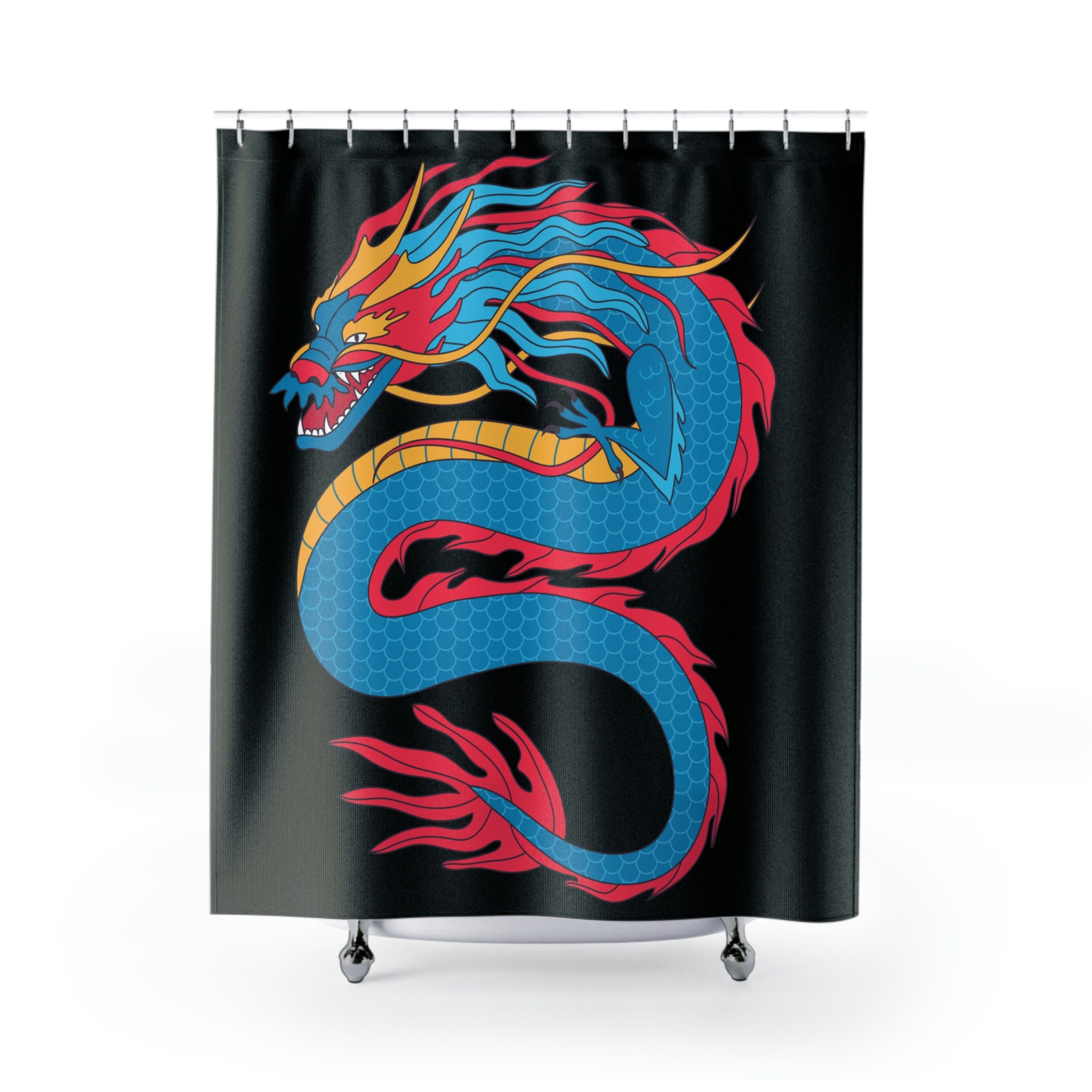 Unique Blue Dragon Shower Curtain For Serene Bathroom Decor - Image 2