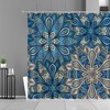 Unique Blue Mandala Flower Shower Curtain, Geometric Bath Tub Curtain, Bathroom Decor Accessories