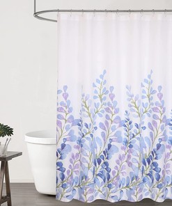 Unique Blue & Purple Floral Fabric Shower Curtain to Elevate Your Bath Decor