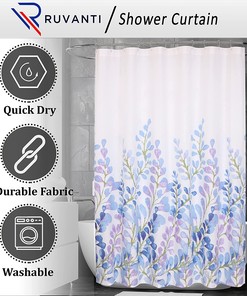 Unique Blue & Purple Floral Fabric Shower Curtain to Elevate Your Bath Decor