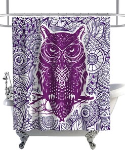 Unique Boho Mandala Floral Abstract Wildlife Animal Theme Fabric Owl Shower Curtain for Your Bathroom Decor