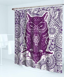 Unique Boho Mandala Floral Abstract Wildlife Animal Theme Fabric Owl Shower Curtain for Your Bathroom Decor