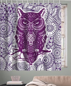 Unique Boho Mandala Floral Abstract Wildlife Animal Theme Fabric Owl Shower Curtain for Your Bathroom Decor