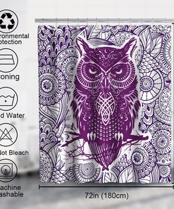 Unique Boho Mandala Floral Abstract Wildlife Animal Theme Fabric Owl Shower Curtain for Your Bathroom Decor