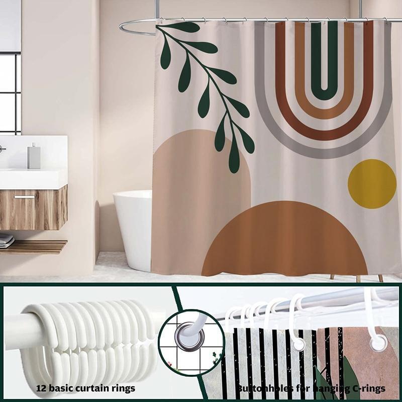 Unique Boho Mid Century Shower Curtain With Abstract Painting Patterns For A Designer Look - Image 2