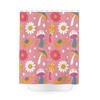 Unique Boho Shower Curtain Featuring Pink Mushroom And Daisy Prints For Hippie Decor