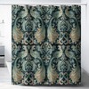 Unique Boho Shower Curtain, William Morris-Inspired Design Green Peacock, Heavyweight Fabric, Washable Bath Decor