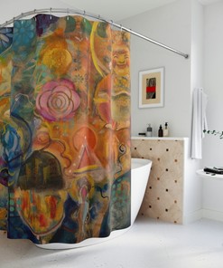 Unique Buddha Maximalist Boho Shower Curtain For Bathroom