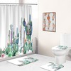 Unique Cactus Shower Curtain With Various Plants, Flowers And Succulents - Perfect For Bathroom Decor