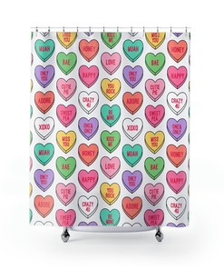 Unique Candy Conversation Hearts Shower Curtain For Valentine'S Day Home Decor