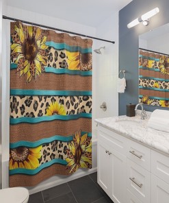 Unique & Charming Leopard Sunflower Bathroom Shower Curtain