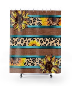 Unique & Charming Leopard Sunflower Bathroom Shower Curtain