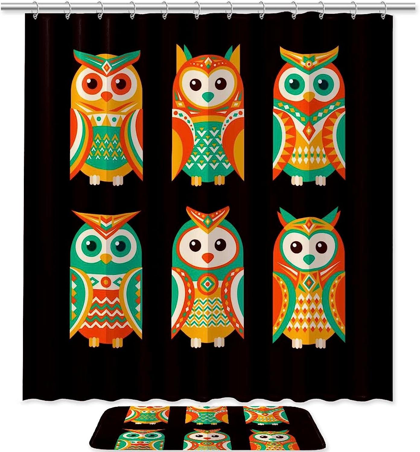 Unique Colorful Owls Design Shower Curtain For Cheerful Bathroom Decor