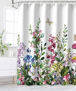 Unique Colorful Plant Pattern Bathroom Shower Curtain