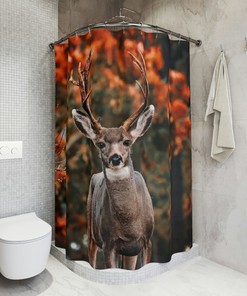 Unique Deer Shower Curtain With Majestic Animal Head Print