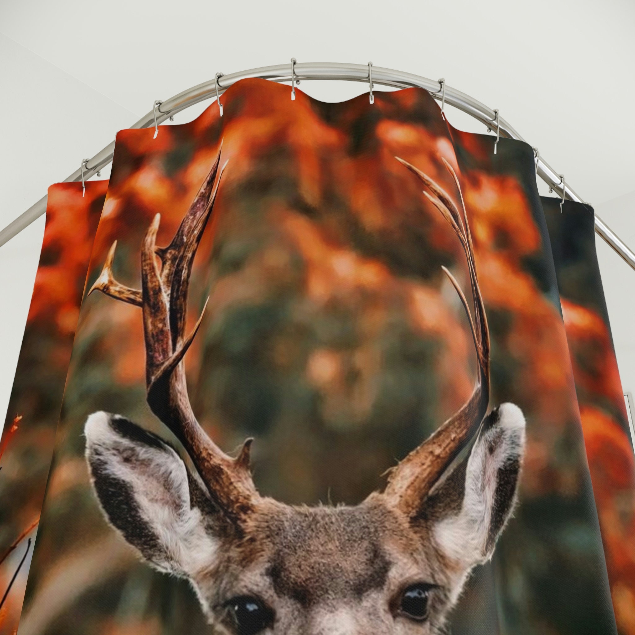 Unique Deer Shower Curtain With Majestic Animal Head Print - Image 3