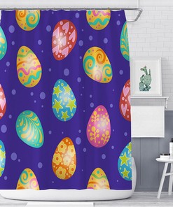 Unique Design Cartoon Easter Eggs Flower Chick Print Bathroom Shower Curtain