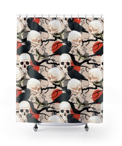 Unique Design Halloween Skull Pattern Shower Curtain In Gothic Style