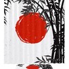 Unique Design Of Bamboo Silhouette With Red Sun, Waterproof Shower Curtain For A Stylish Bathroom