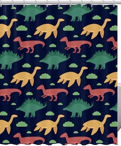 Unique Dino Pattern Shower Curtain For Kids Bathroom