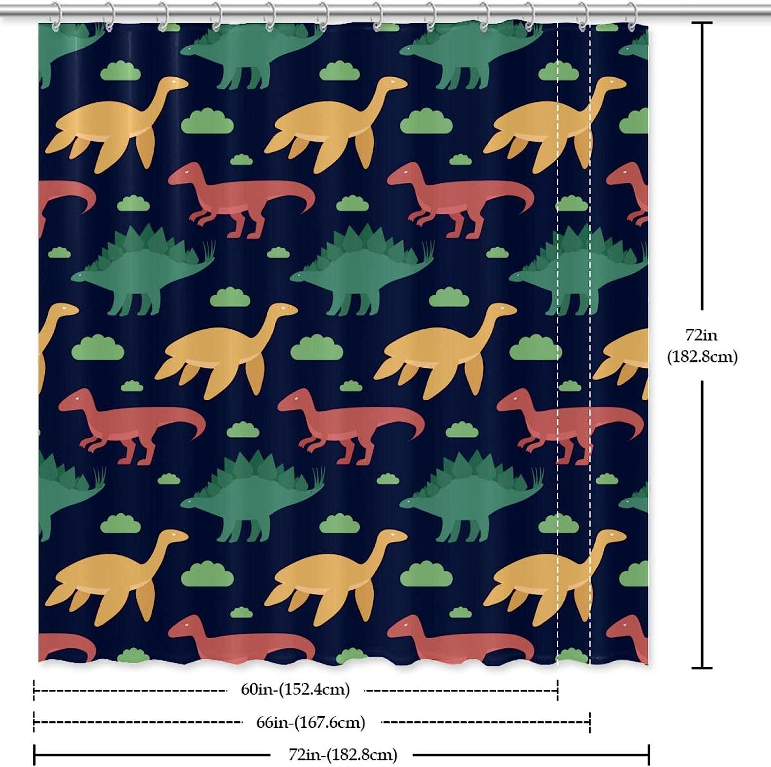 Unique Dino Pattern Shower Curtain For Kids Bathroom - Image 3