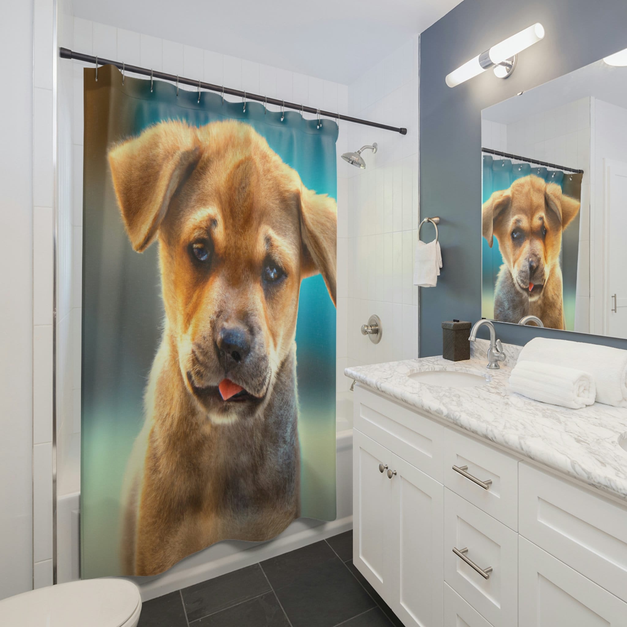 Unique Dog Shower Curtain With Beautiful Design - Carmella Collection - Image 2
