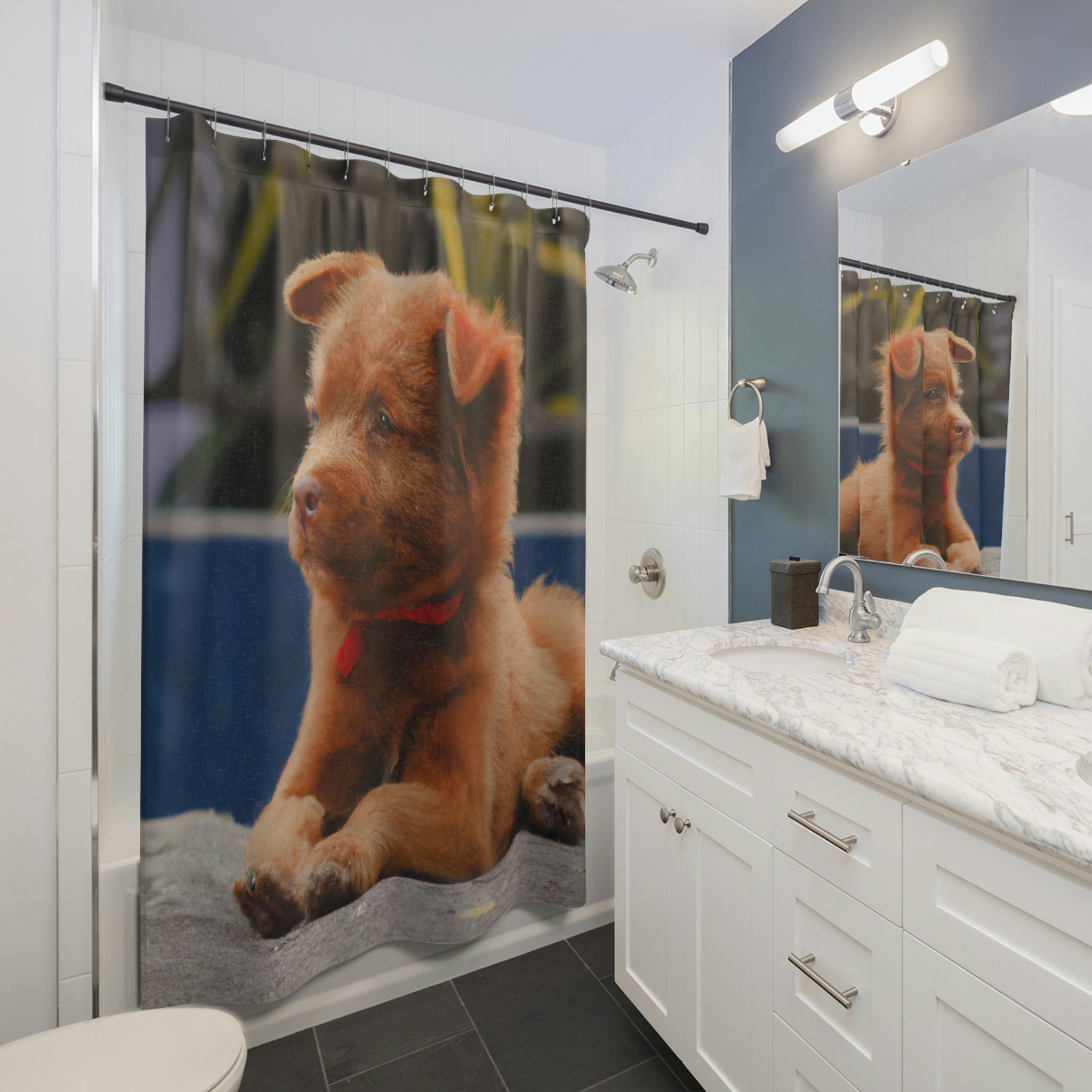 Unique Dog Shower Curtain With Beautiful Design - Francesca Collection - Image 2