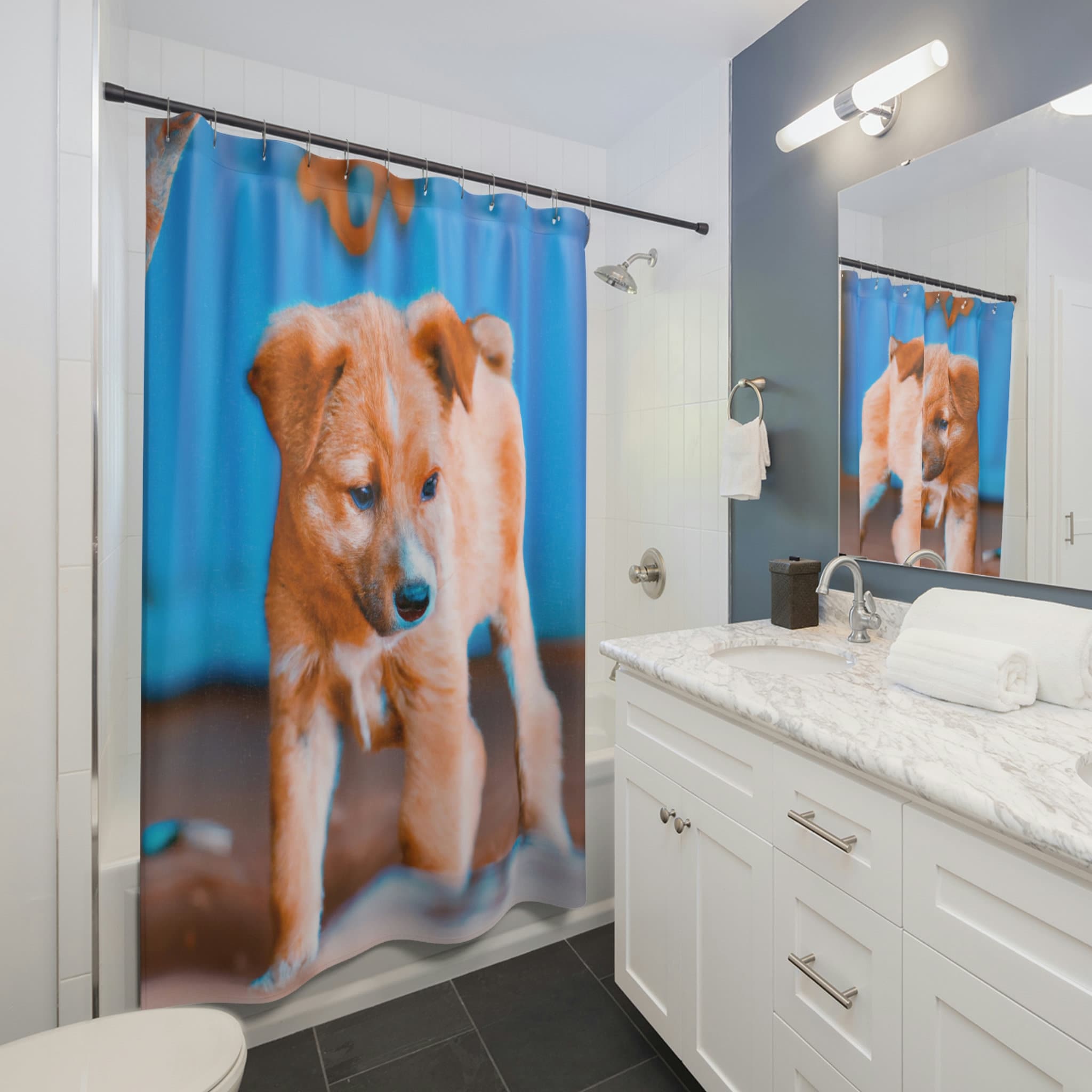 Unique Dog Shower Curtain With Beautiful Design - Giovanni Collection - Image 2