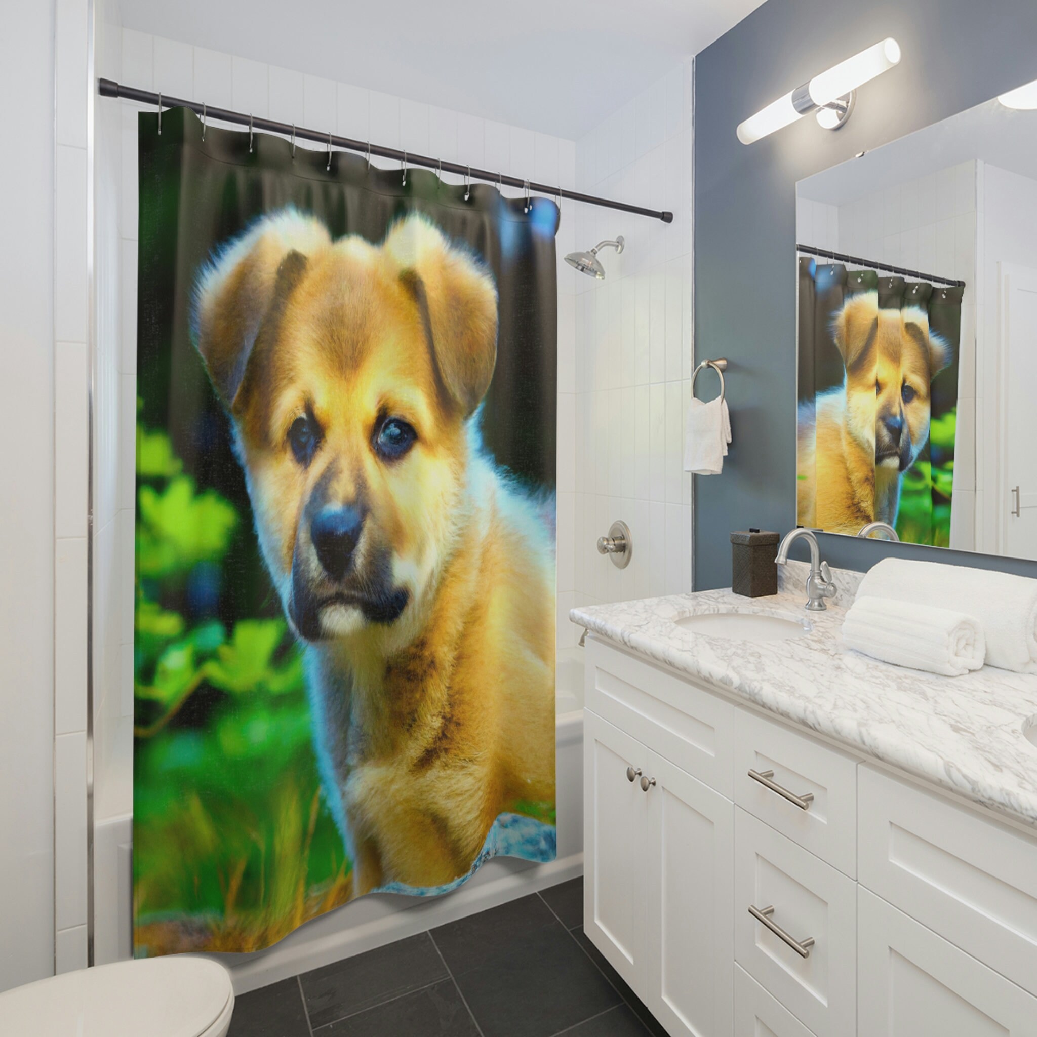 Unique Dog Shower Curtain With Beautiful Design - Luca Collection - Image 2