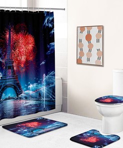 Unique Eiffel Tower Abstract Stylish Waterproof Fabric Shower Curtain 