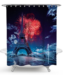 Unique Eiffel Tower Abstract Stylish Waterproof Fabric Shower Curtain