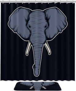 Unique Elephant Head Background Waterproof Shower Curtain